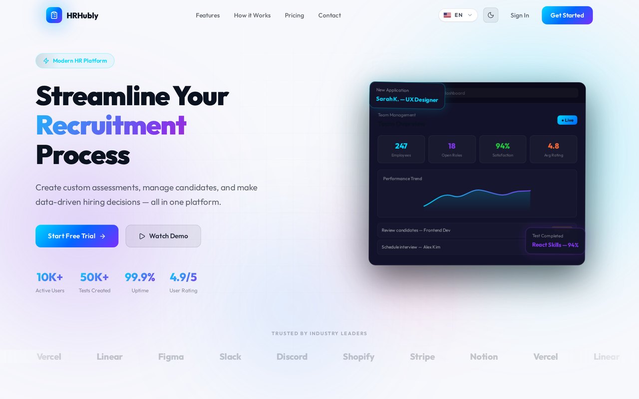 HRHubly interface preview